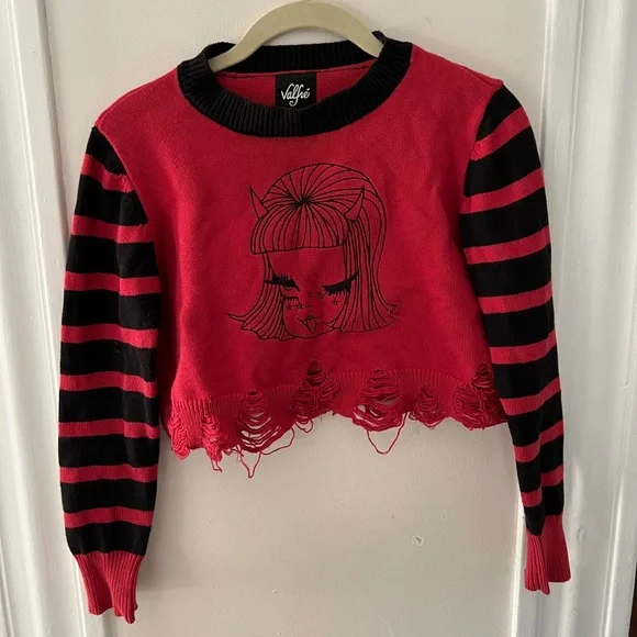Valfré Lucy Devilish Knit Distressed Cropped Sweater - Picture 2 of 4